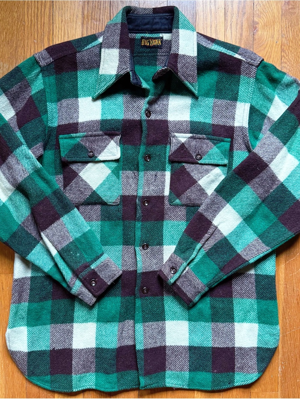 Vintage 1950’s Big Yank Button Up Buffalo Plaid Flannel Heavy Work Shirt